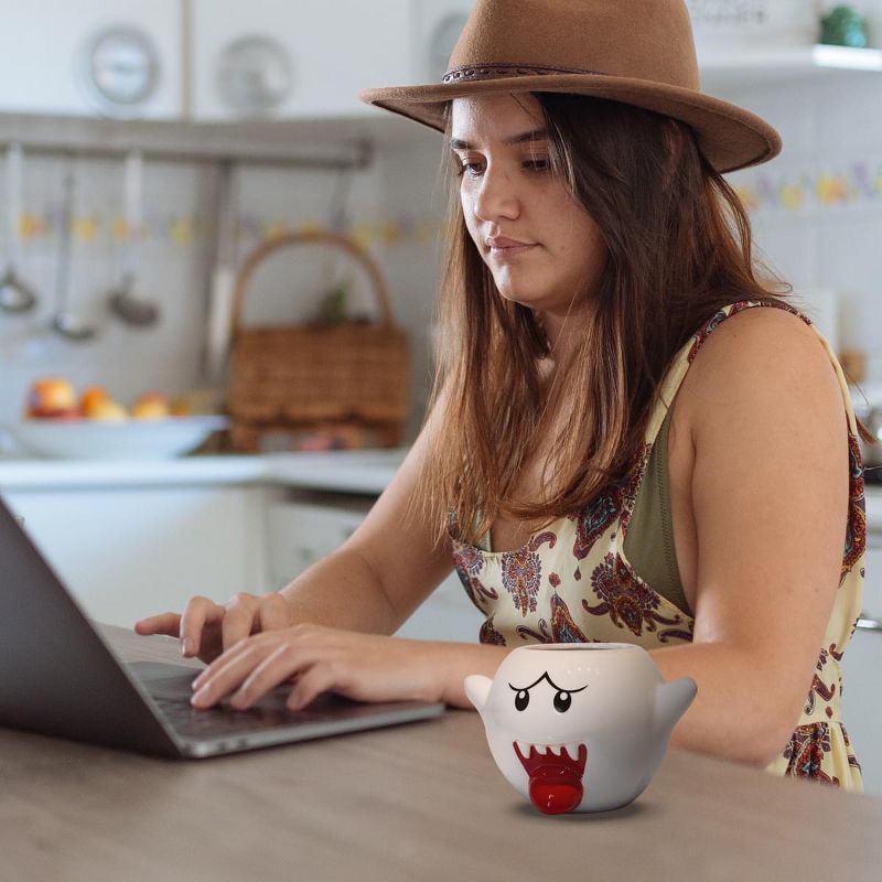 Just Funky Super Mario Bros White Boo Molded Coffee Mug | 20 oz