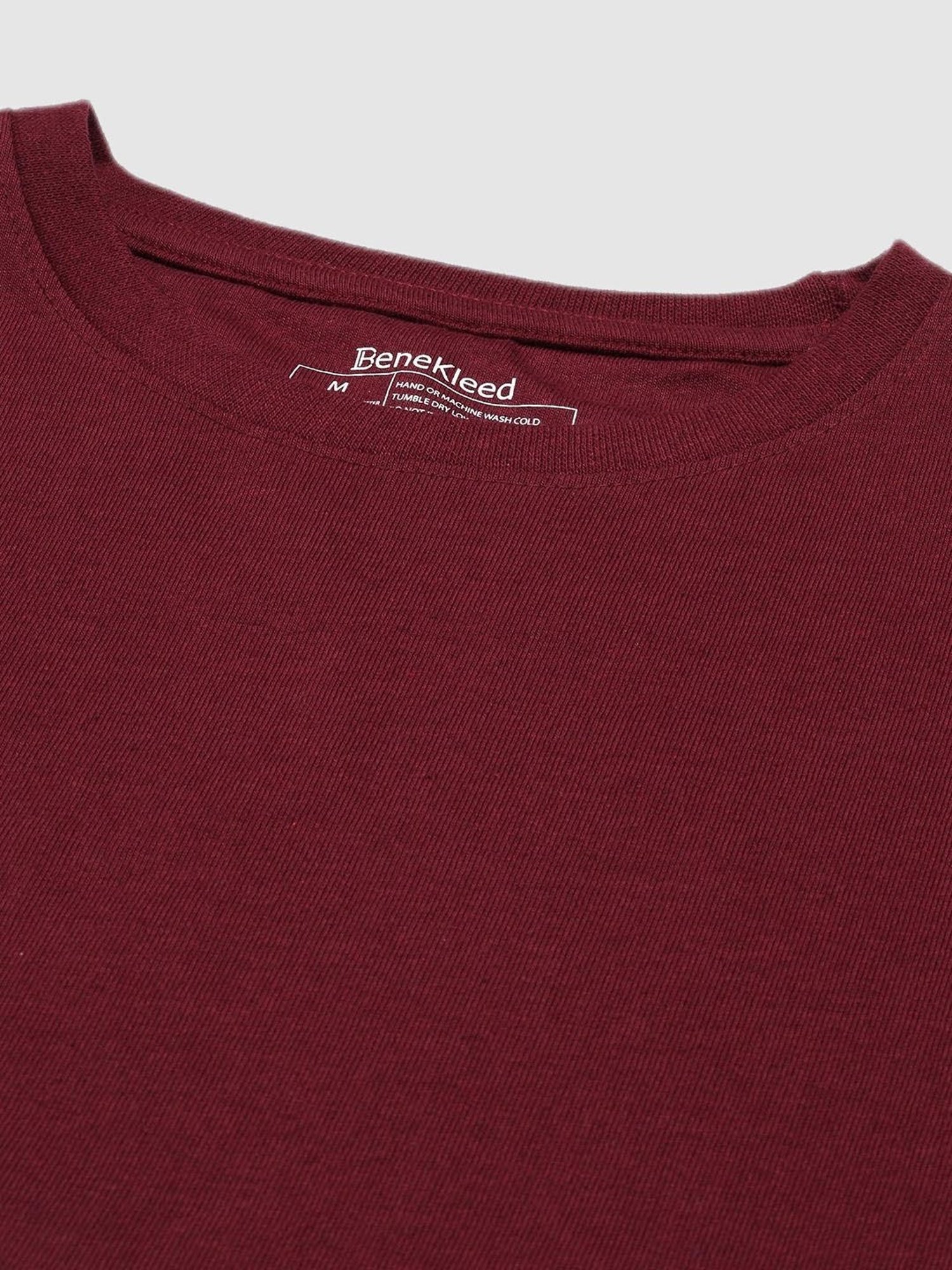 Bene Kleed Maroon Regular Fit T-Shirt