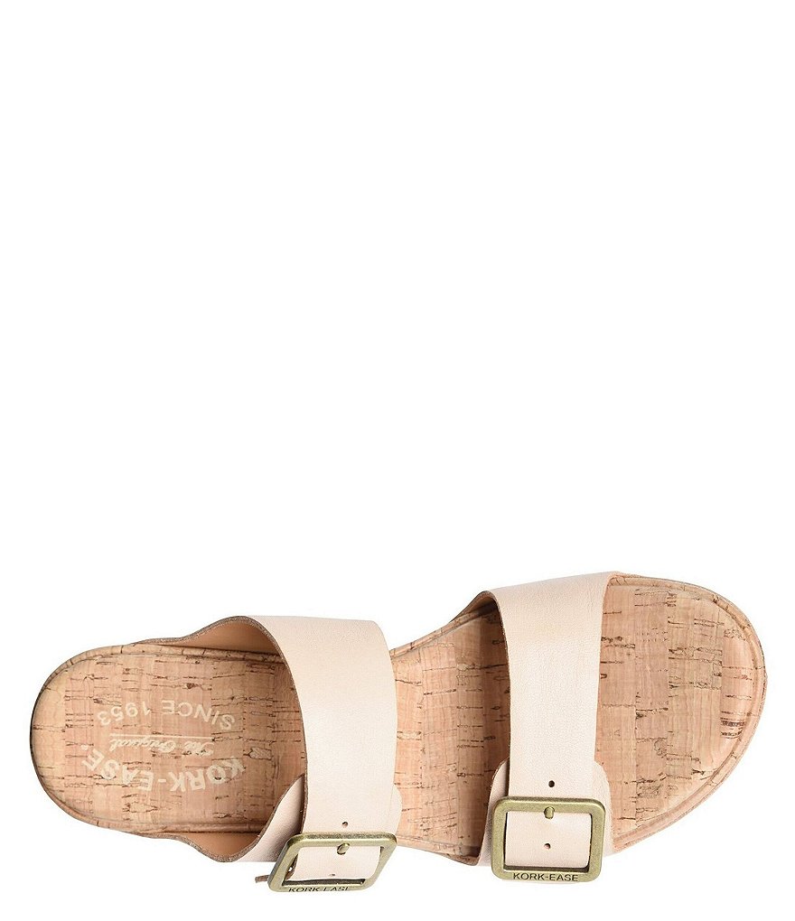 Kork-Ease Grace Leather Buckle Strap Platform Wedge Slide Sandals