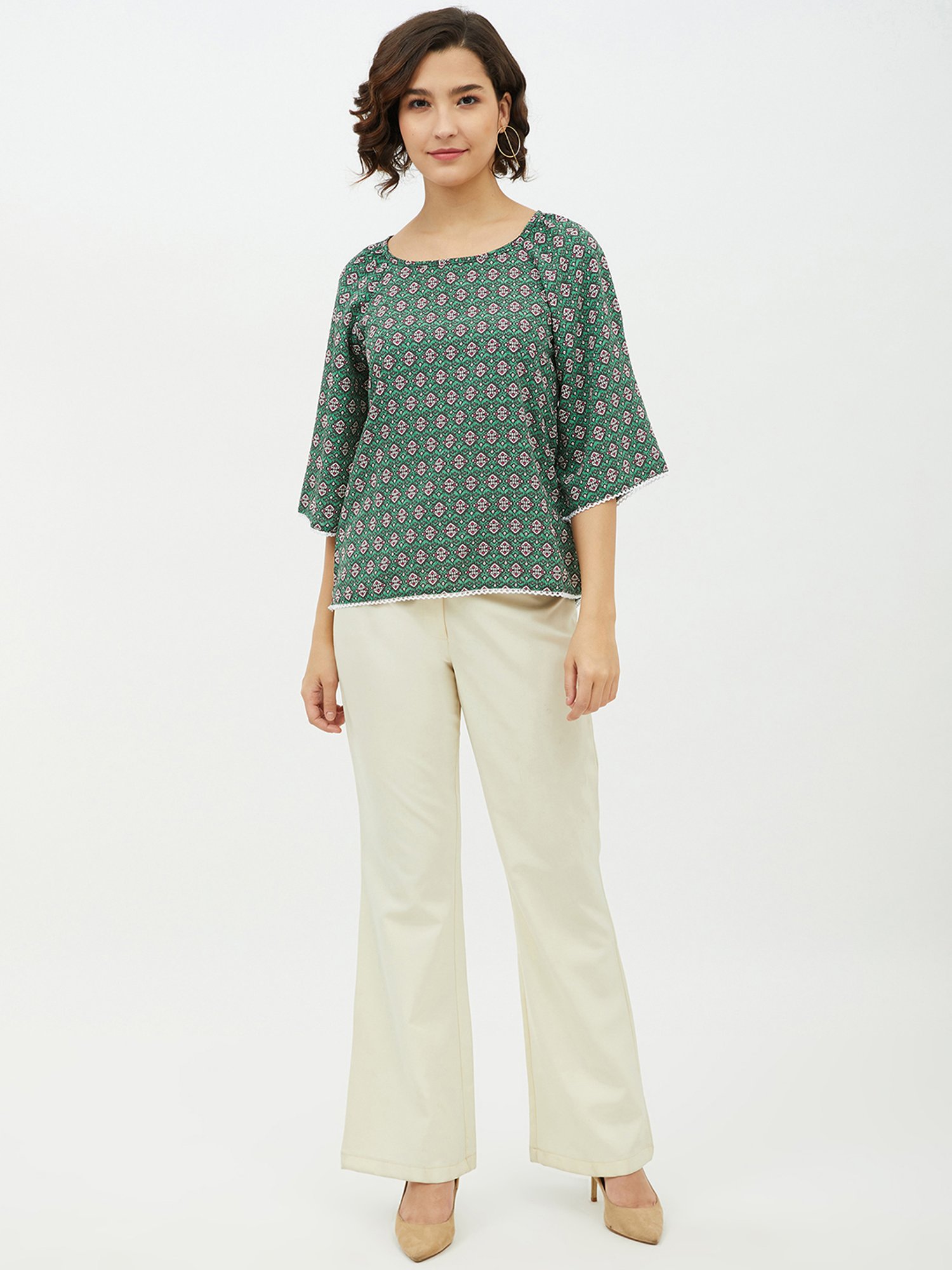 StyleStone Green Printed A-Line Top