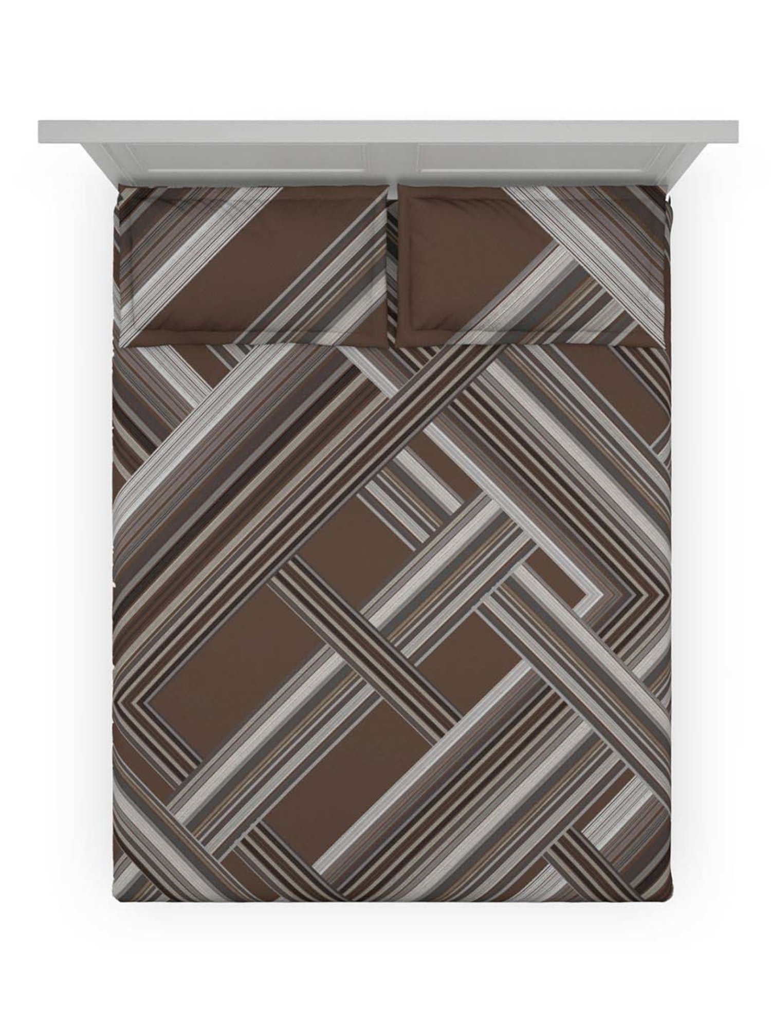 DDecor Brown Cotton 150 TC King Size Bedsheet With Pillow Covers