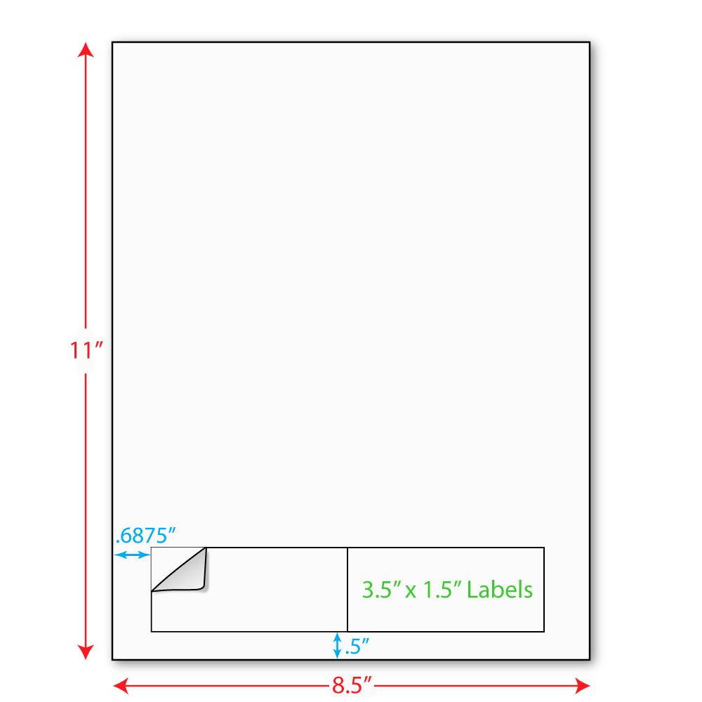 3-1/2" x 1-1/2" (3.5" x 1.5") Integrated Laser Label Form Sheets, 2 Up Labels (Lot of 250)