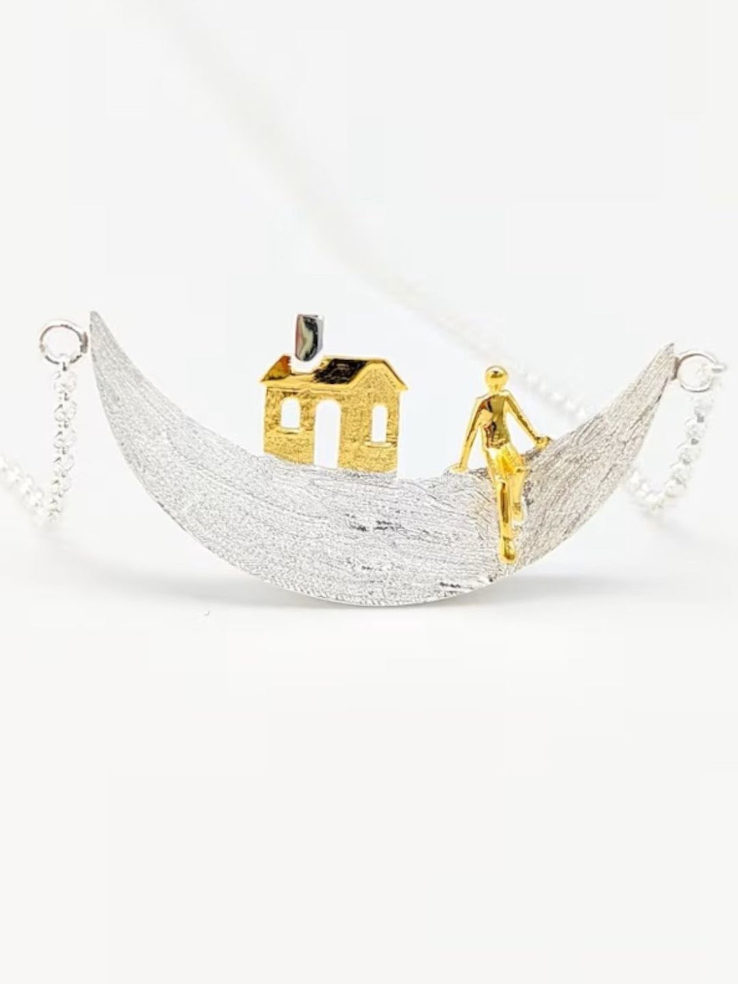 Rihi by P.C. Chandra Jewellers 92.5 Sterling Silver Silver Crescent Moon Necklace for Women & Girls