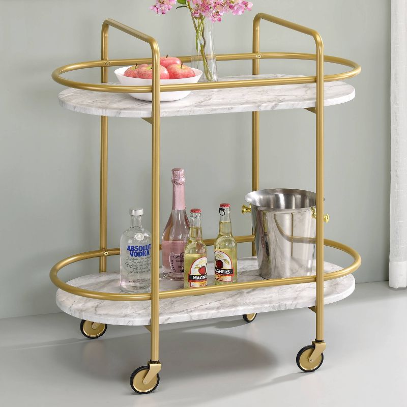 Flash Furniture Castleberry Rustic Wood Grain and Iron Kitchen Serving and Bar Cart