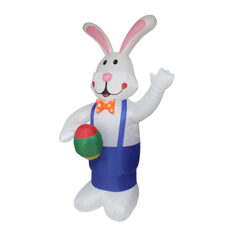 Northlight Easter 4' Inflatable Prelit Bunny Driving an Egg Car Outdoor Decoration - White/Pink