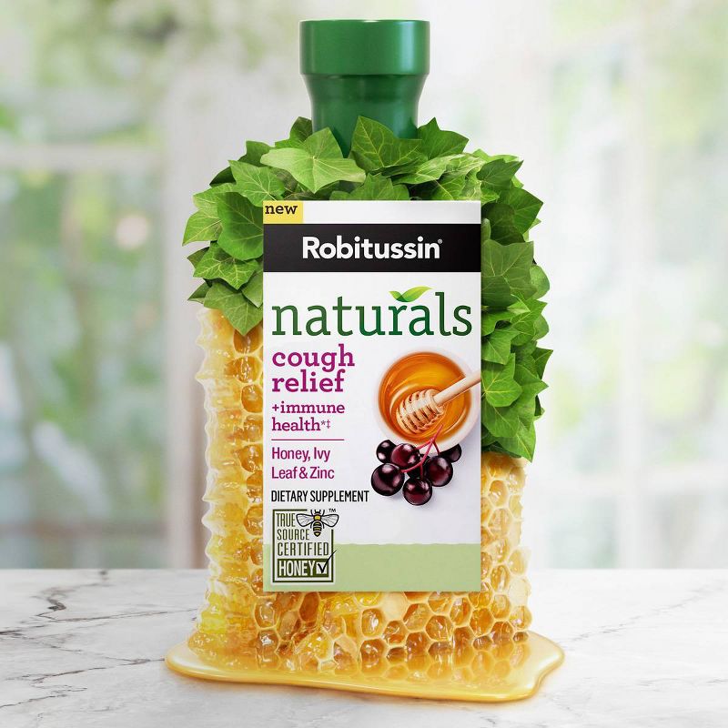 Robitussin Naturals Cough Relief & Immune Health Syrup - Honey, Ivy Leaf & Zinc with Real Elderberry - 8.3 fl oz