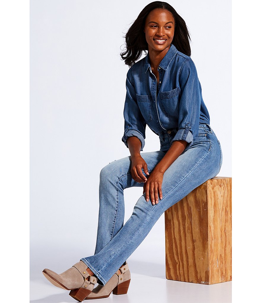 NYDJ Bleach Spot Detail Slim Bootcut Jeans