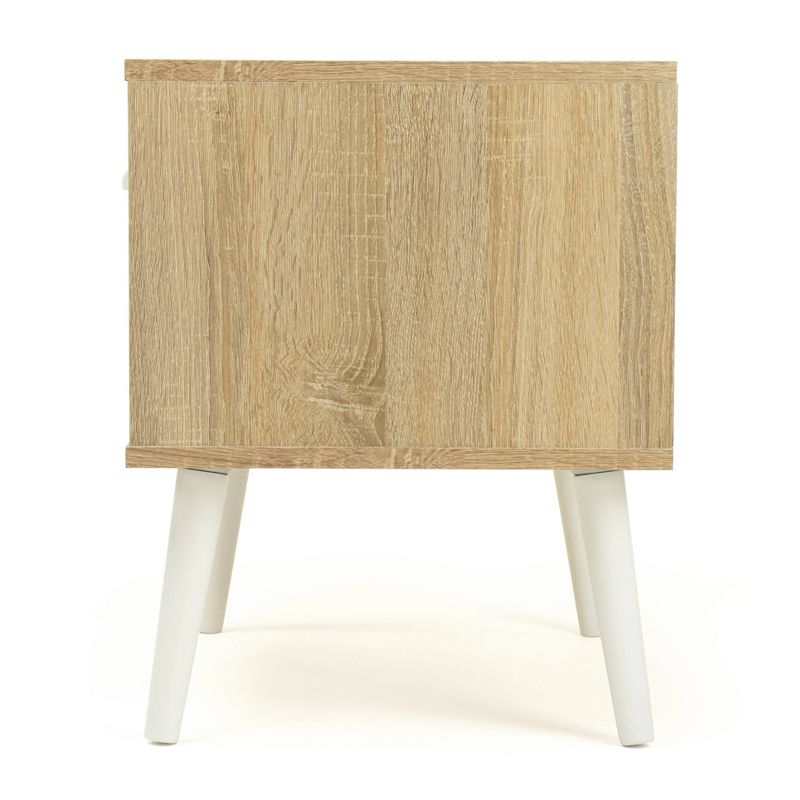 Nightstand with Drawer Storage Light Wood/White - Humble Crew