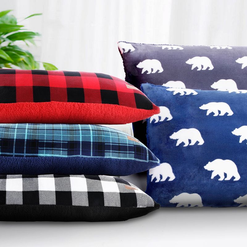 Jumbo Red Buffalo Check Print Flannel Throw Pillow - Dearfoams
