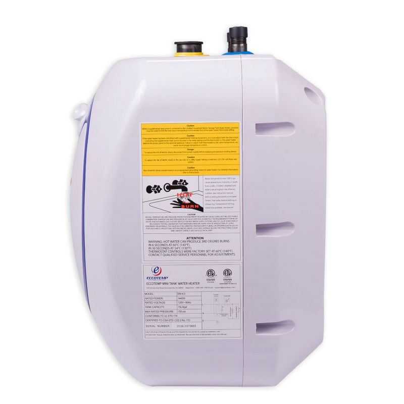 Eccotemp EM-7.0 Indoor Electric Powered Mini Storage Tank Instant Hot Water Heater, 7 Gallon, White