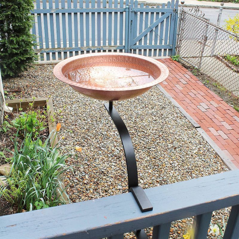 13.25" Tall Hammered Solid Copper Birdbath with Rail Mount Bracket Satin Copper - Achla Designs