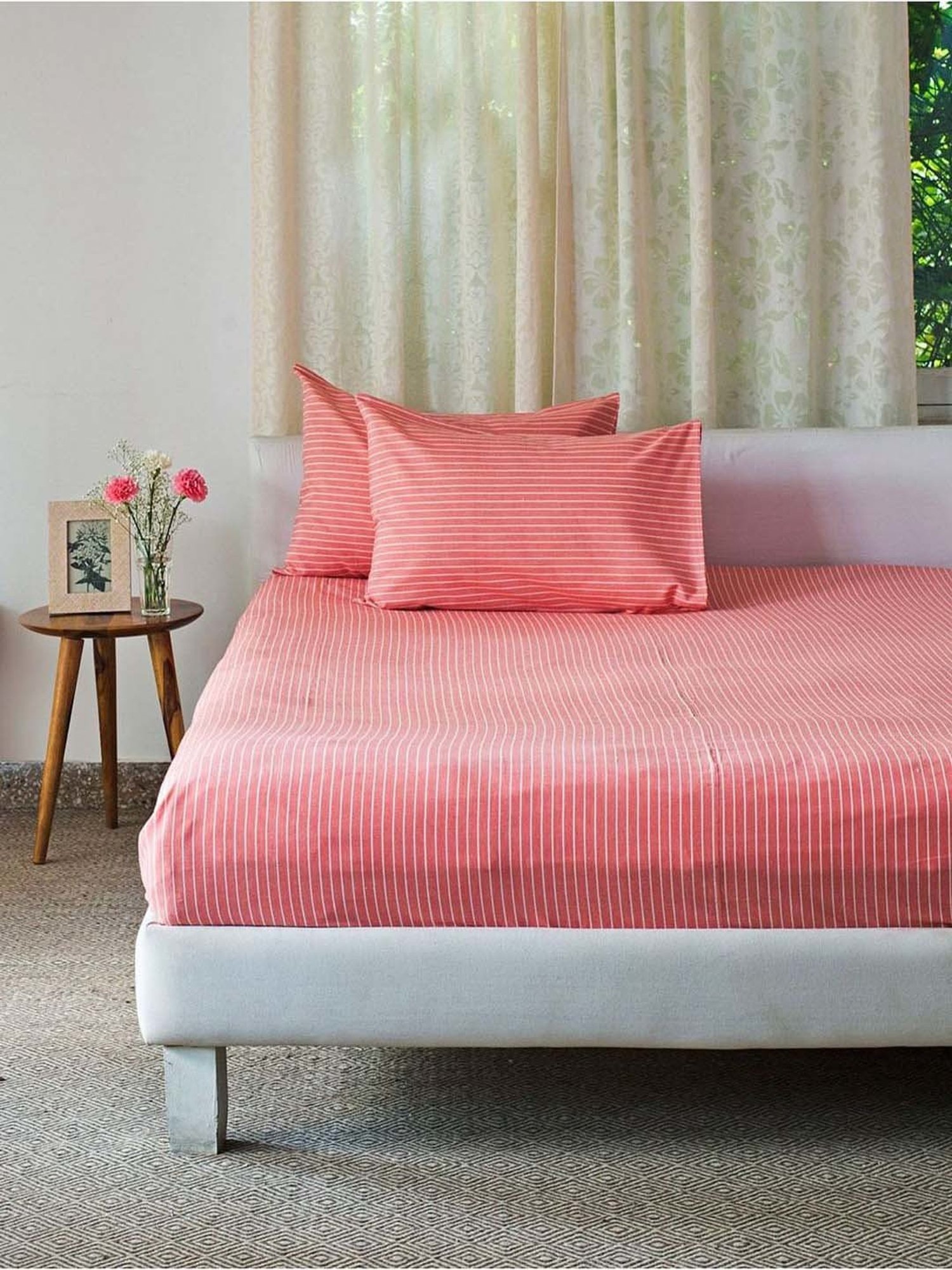 Fabindia Coral Cotton 92 TC Single Bed Sheet With Pillow Cover