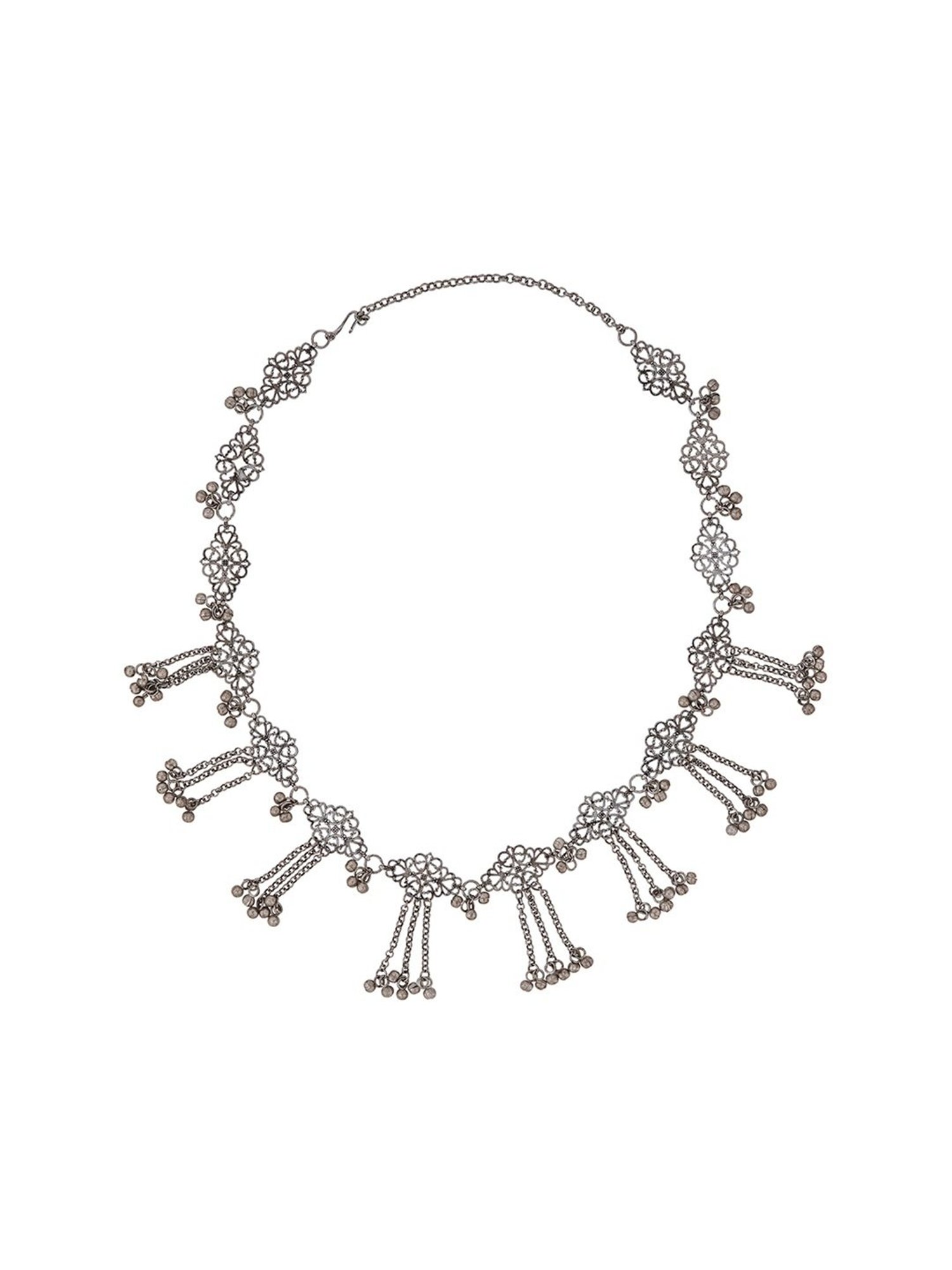 Teejh Lata Ghungroo Silver Waistband for Women