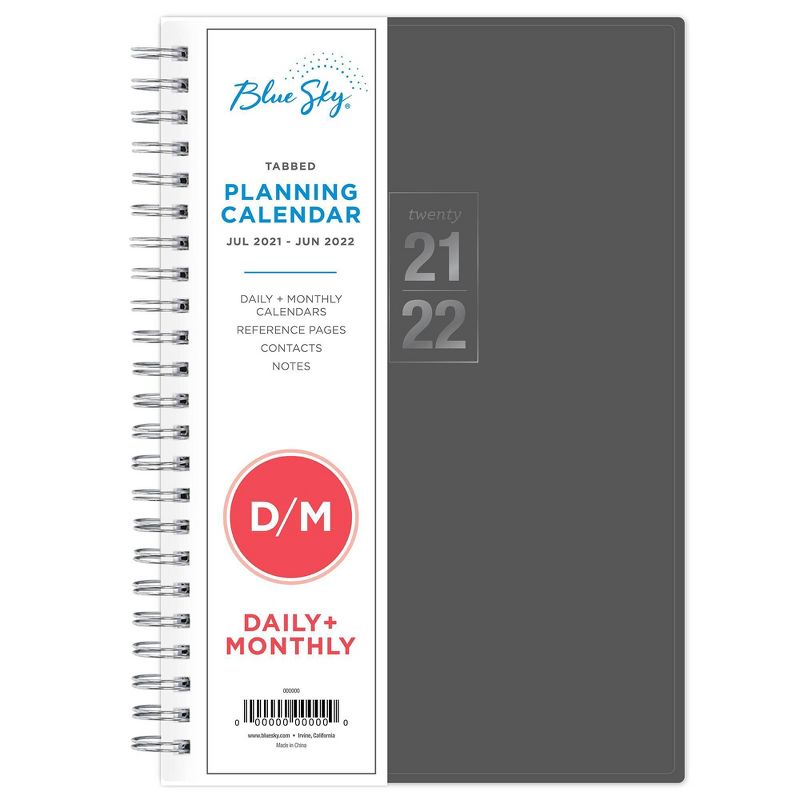 2021-22 Academic Planner 5" x 8" Frosted Wirebound Daily/Monthly Solid Gray - Blue Sky