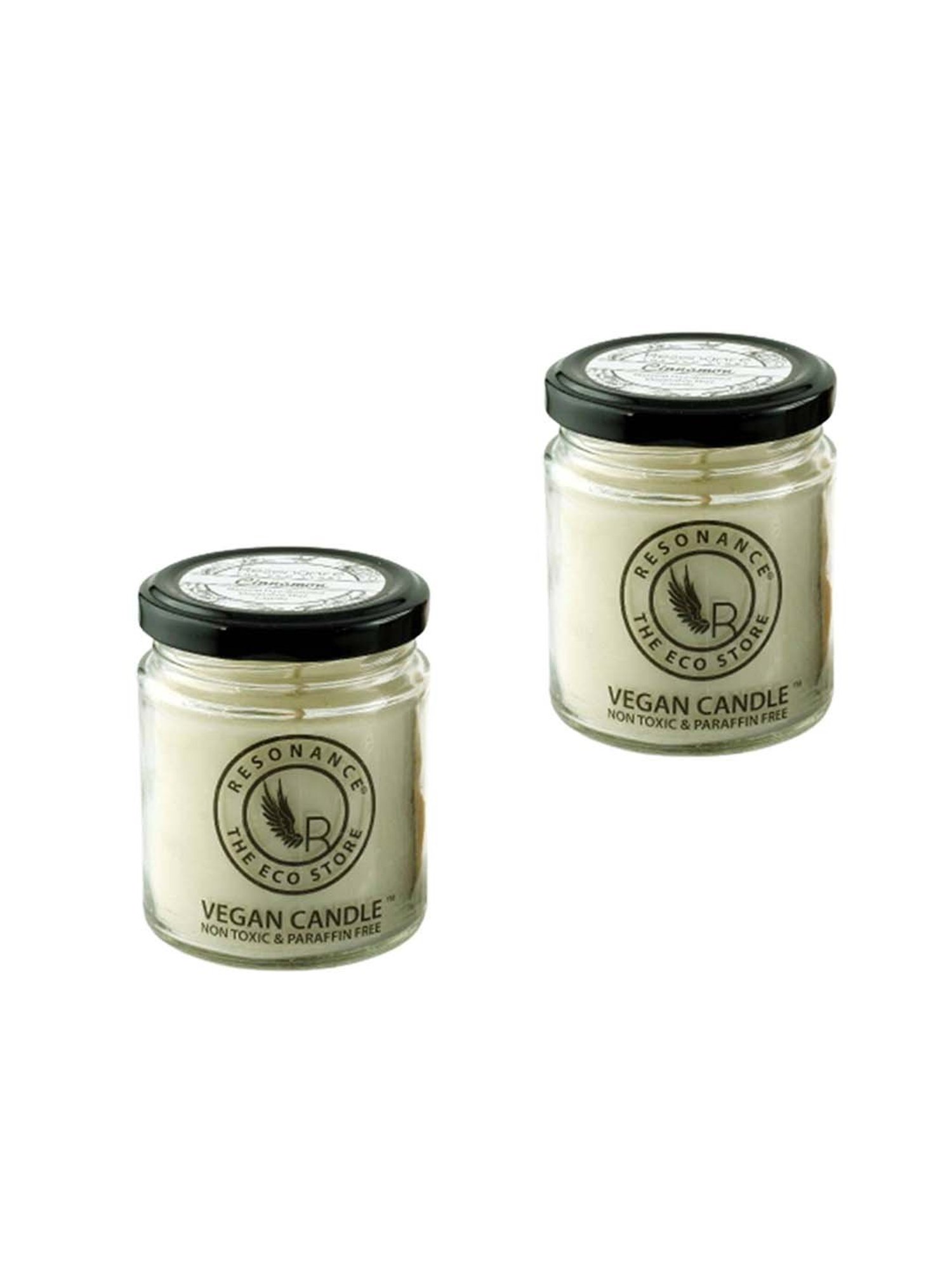 RESONANCE White Soy Wax Scented Aromatic VEGAN Candles (Cinnamon) - Set of 2