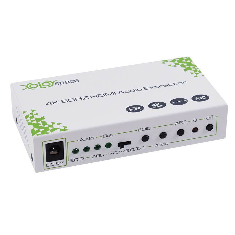 XOLORspace 33HT HDMI 2.0b Audio Extractor 4K 60HZ 4:4:4 HDR HDMI to HDMI audio extractor supports ARC optical, Toslink and stereo audio output
