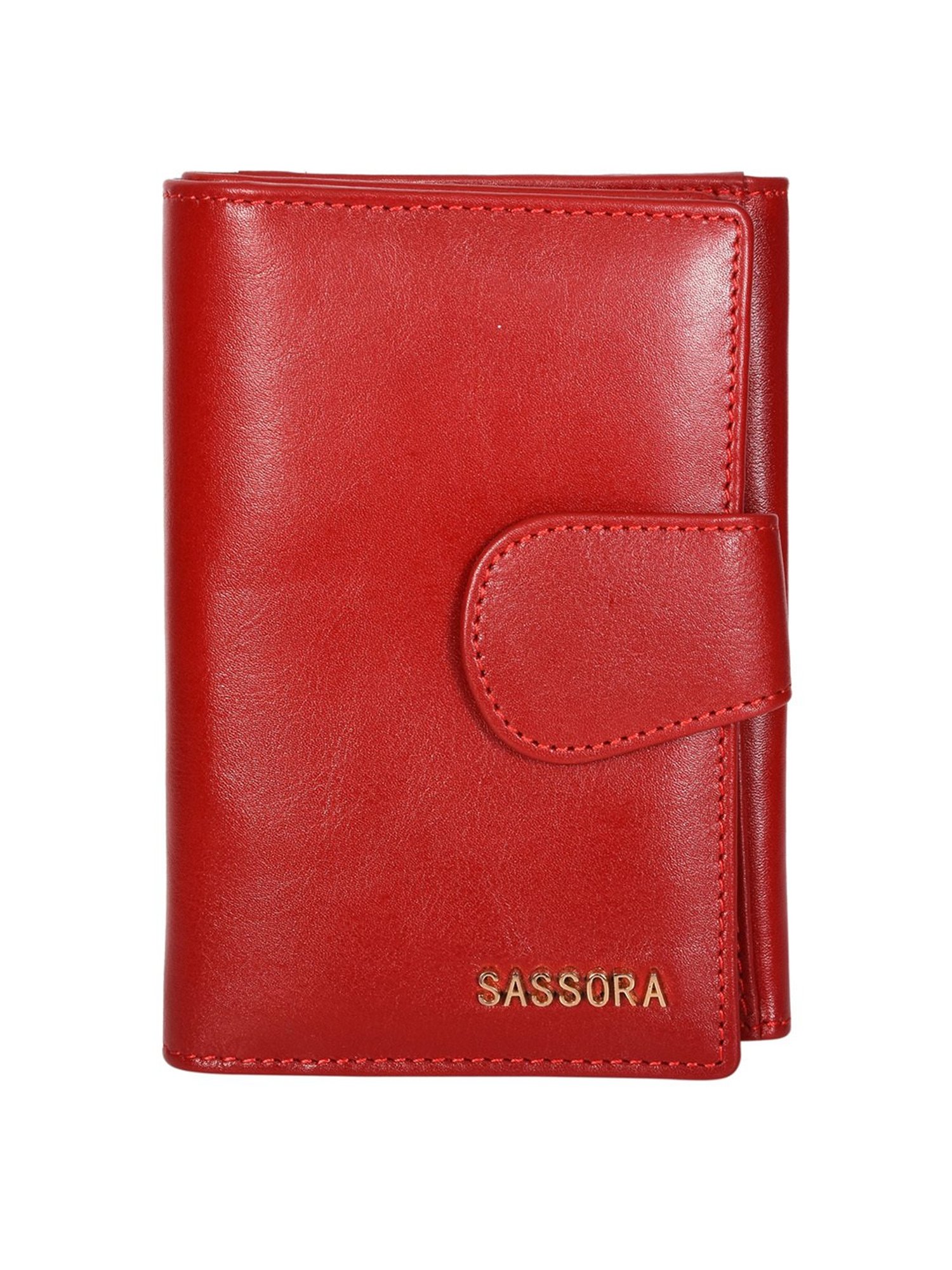 SASSORA Red Solid Rfid Bi-Fold Wallet for Women