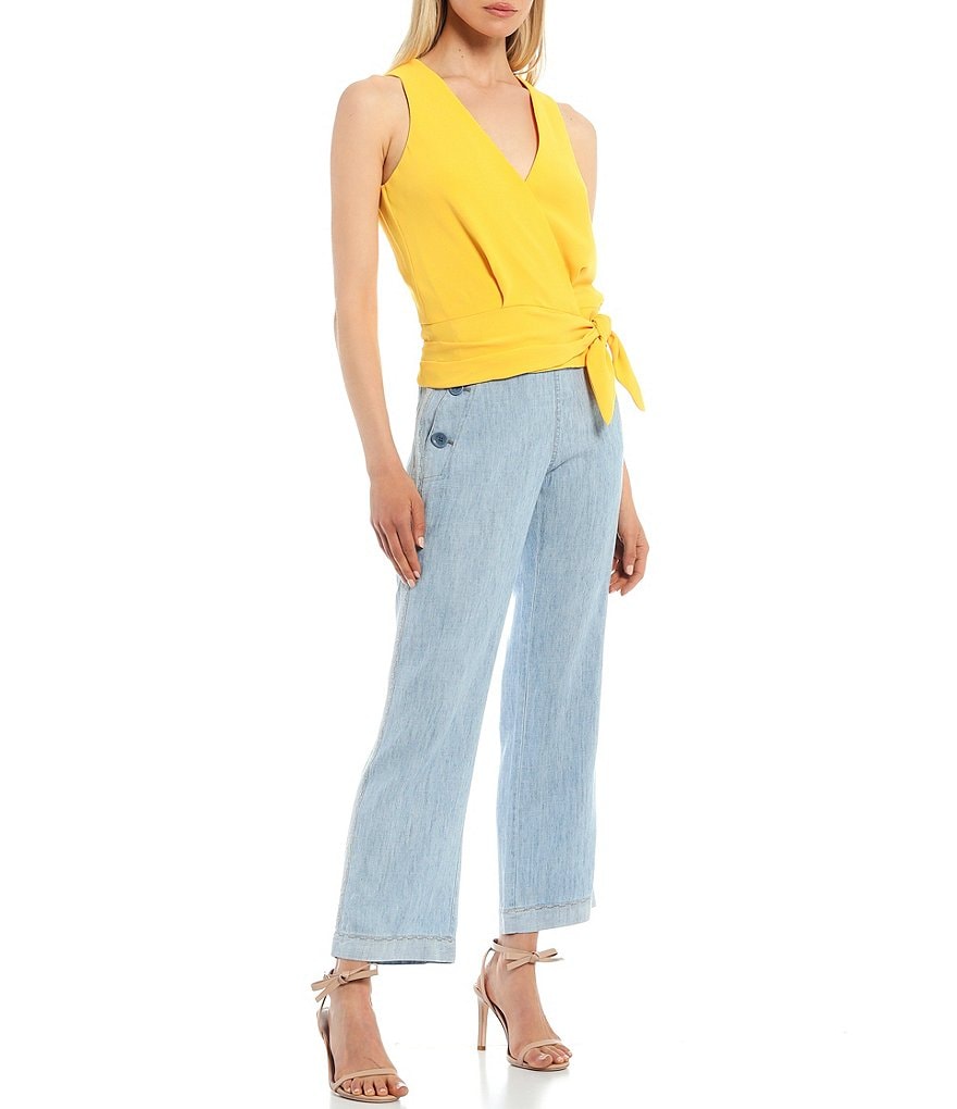 Trina Turk Impatiens Surplice Neck Side Tie Sleeveless Top