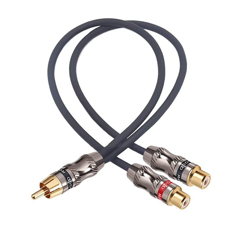 RCAPhono Splitter Cable RCA Male to Dual Female Gold Plated Adapter Stereo Audio YCable Heavy Duty for subwoofer 1 Male to 2 Female 1025 cm