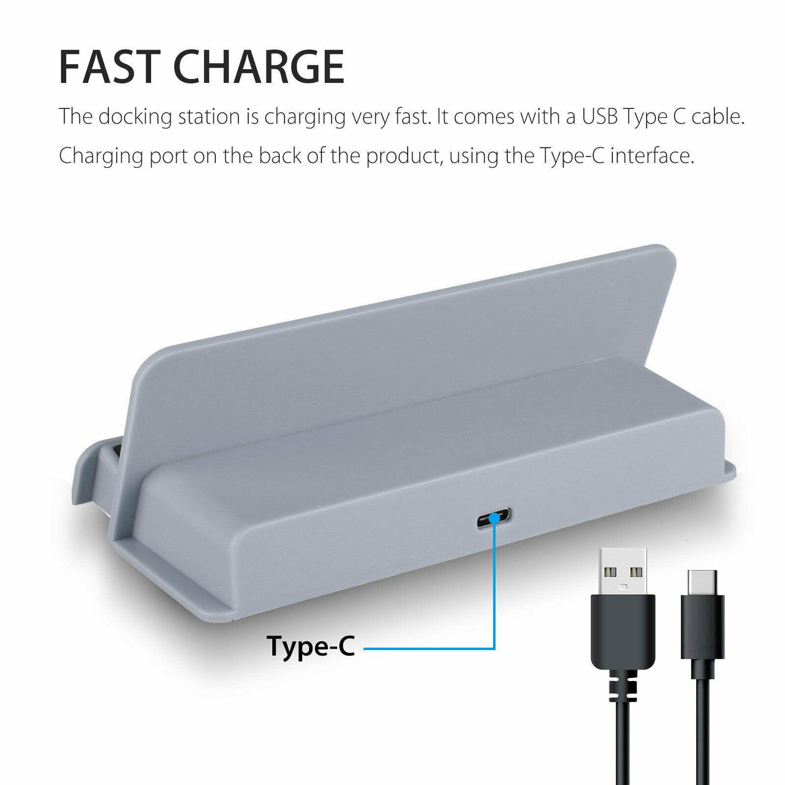 Fast Charger Charging Dock Ston Stand w/Type-C Cable For  Switch Lite