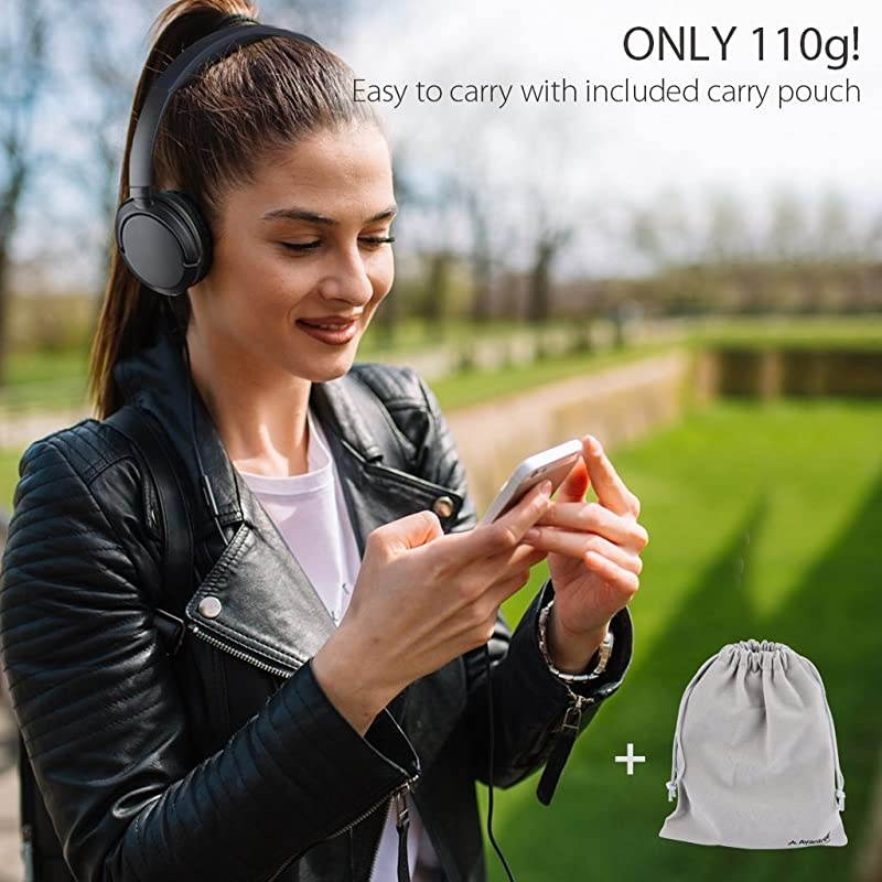 Superb Sound Wired On Ear Headphones with Microphone, 1.5M / 4.9FT Long Cord with Mic for Adults, Students, Kids, Comfortable Headset for PC Computer, Laptop, Tablet, Phone - 026 Black