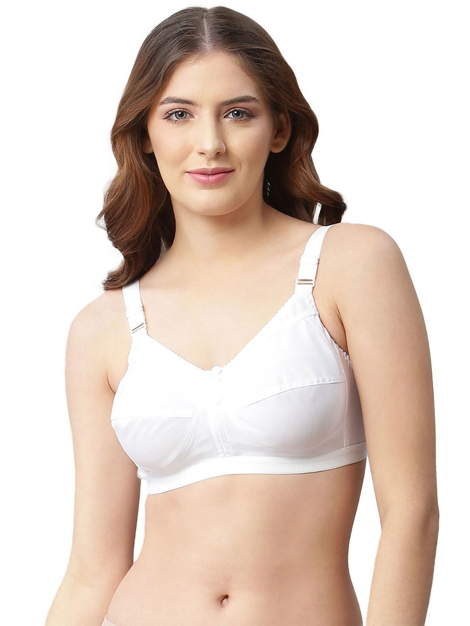 Cukoo White & Beige Cotton Full Coverage Bra (Pack Of 2)