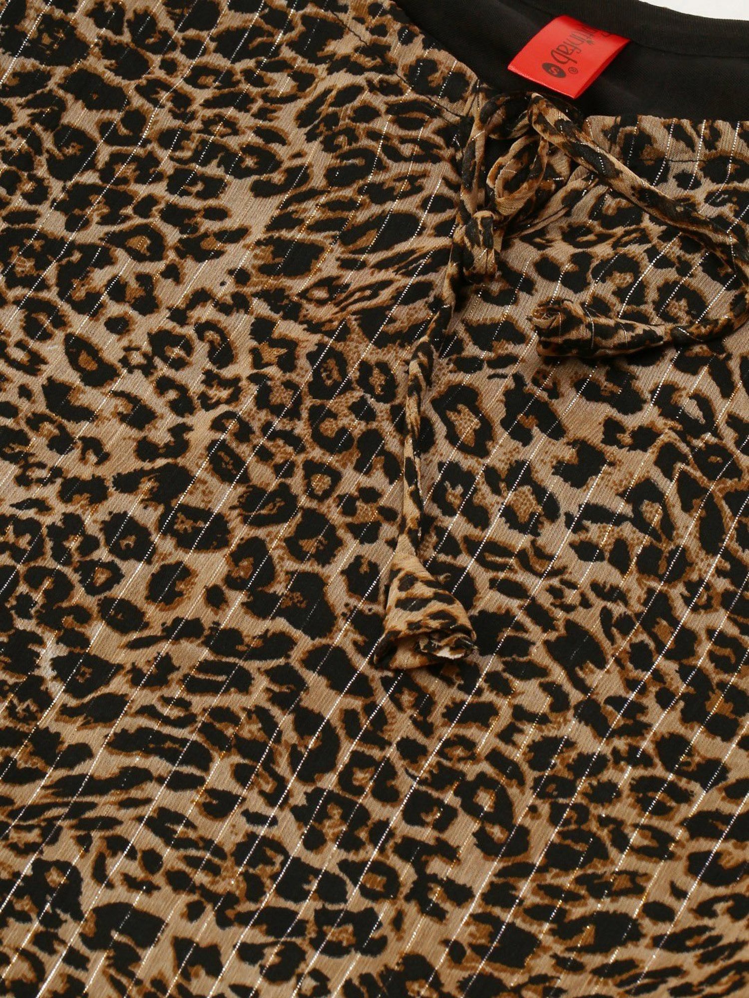 Cottinfab Brown Printed A-Line Georgette Top