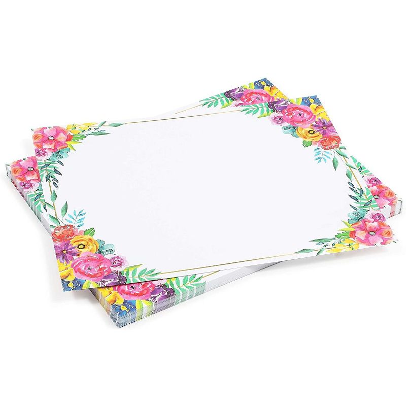 Pipilo Press 100 Sheets Floral Stationary Paper For Party Invitations, Cards, Thank You Notes,  8.5X11 In