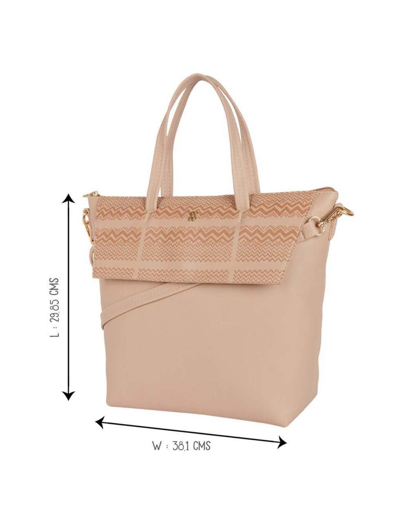 Baggit Beige Printed Medium Tote Handbag