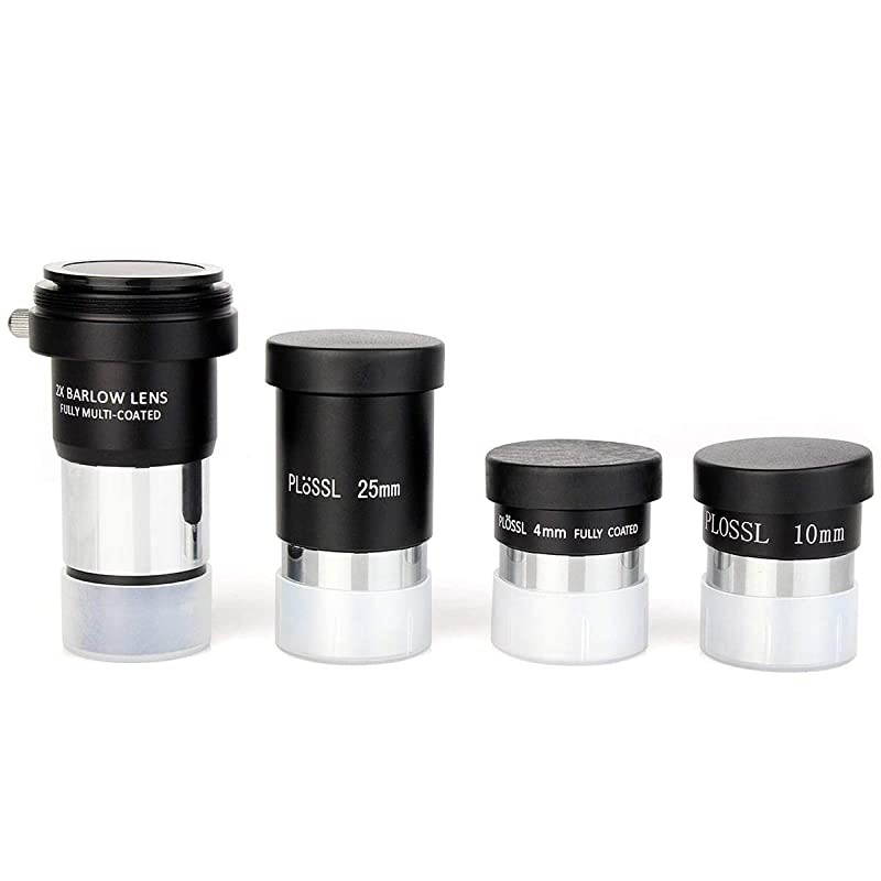 Telescope Eyepiece Multi Coated Telescopes Lens Telescope Accessory Kit with Barlow Lens for Standard 1.25 inches Filter Threads 4mm 10mm 25mm