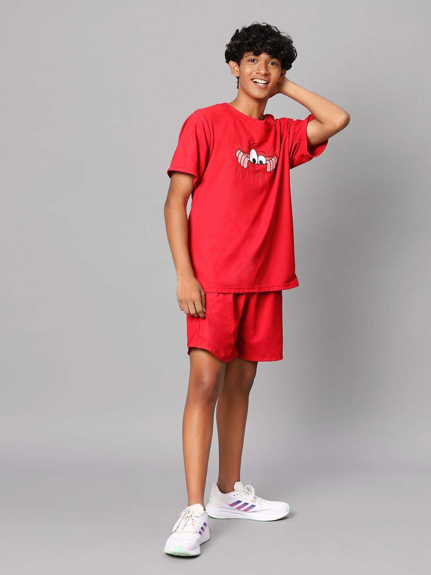 TeenTrums Kids Red Printed T-Shirt Set