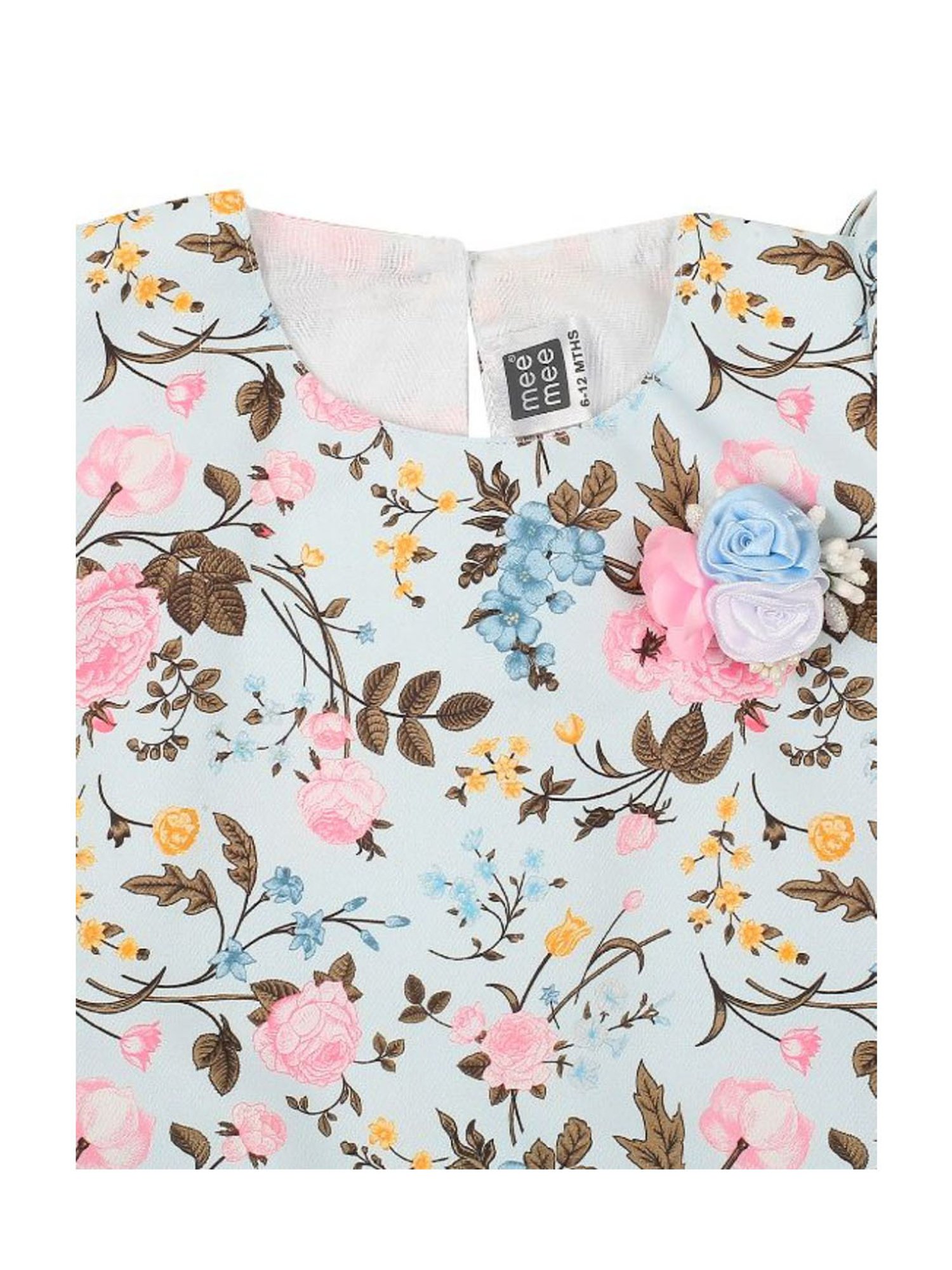 Mee Mee Kids Sky Blue Floral Print Dress
