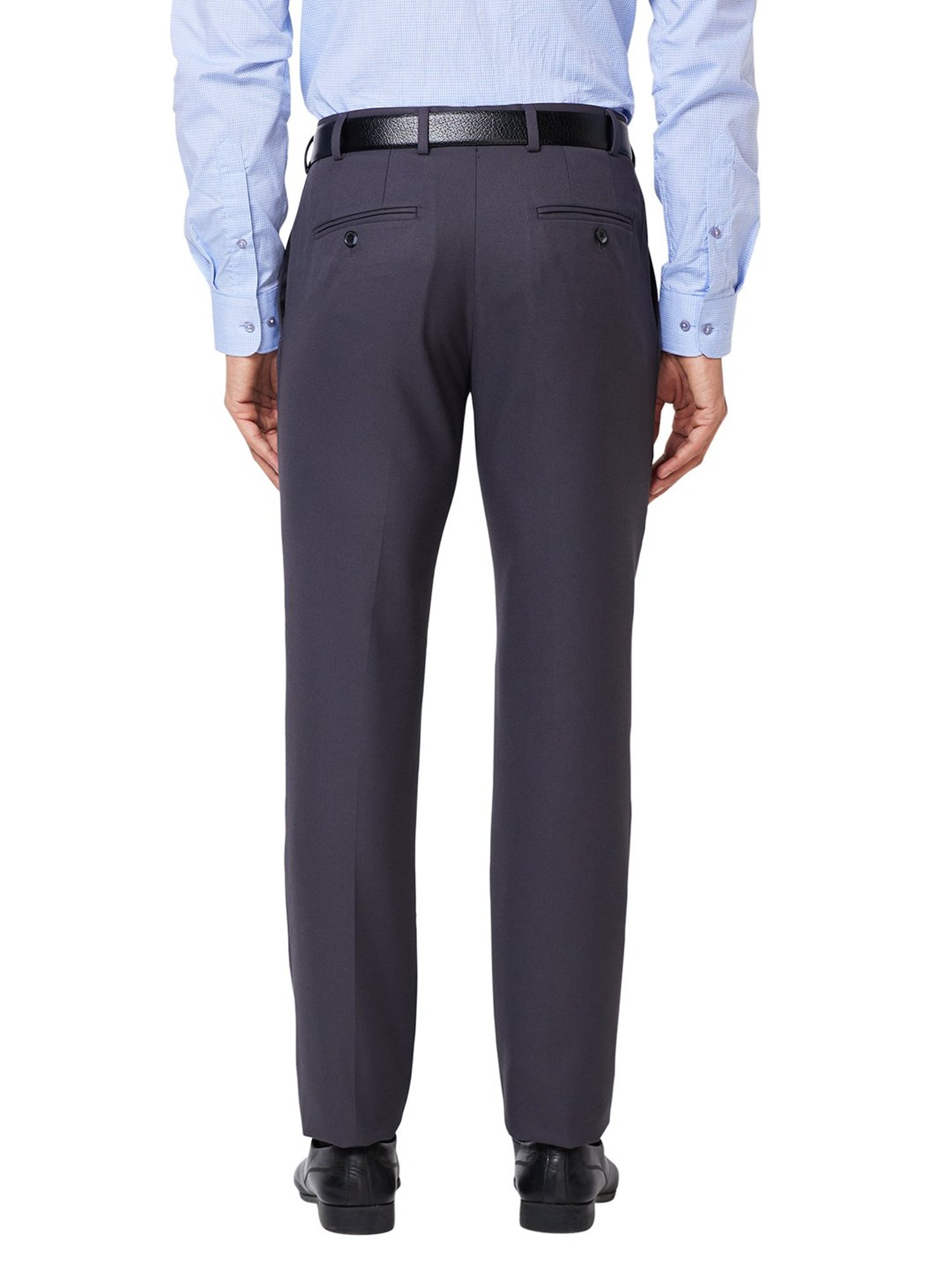 Raymond Blue Slim Fit Flat Front Trousers