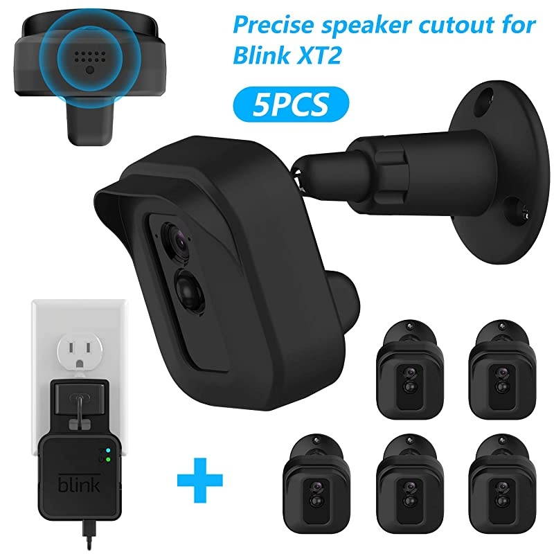 XT2 Camera Wall Mount Bracket Weather Proof 360&deg; Protective Plastic Housing Cover Case and Adjustable Mount for XT XT2 Indoor Outdoor Home Security Camera System Black5 Packs