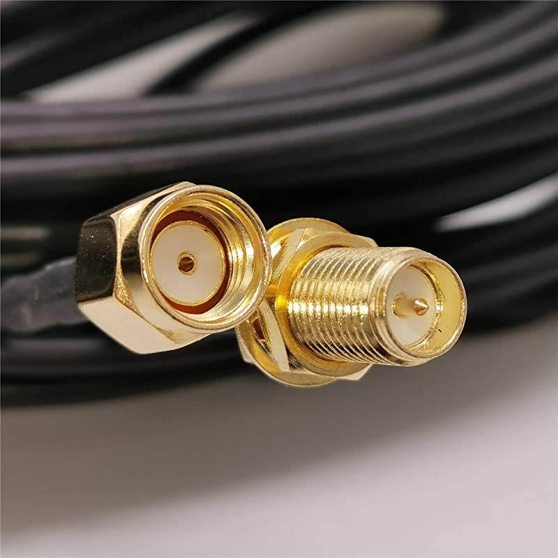 RPSMA Male to Female WiFi Antenna Connector Extension Cable Black 16ft