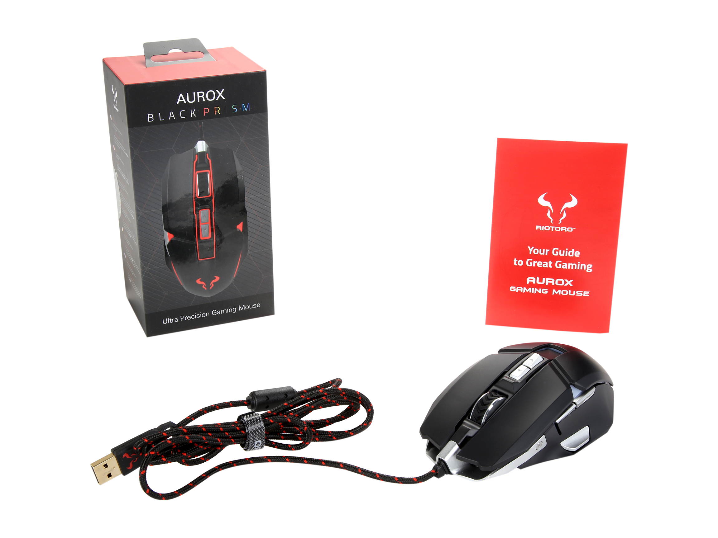 RIOTORO AUROX FPS Gaming Mouse with RGB Multicolor Lighting, (BLACK) 8 Programmable Buttons, 10,000 dpi Optical Sensor, On-the-fly DPI Shifting, Adjustable DPI Sniper Button