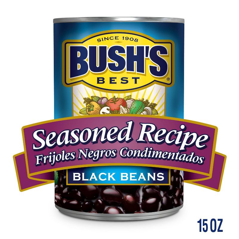 Bush's Seasoned Recipe Black Beans - 15oz