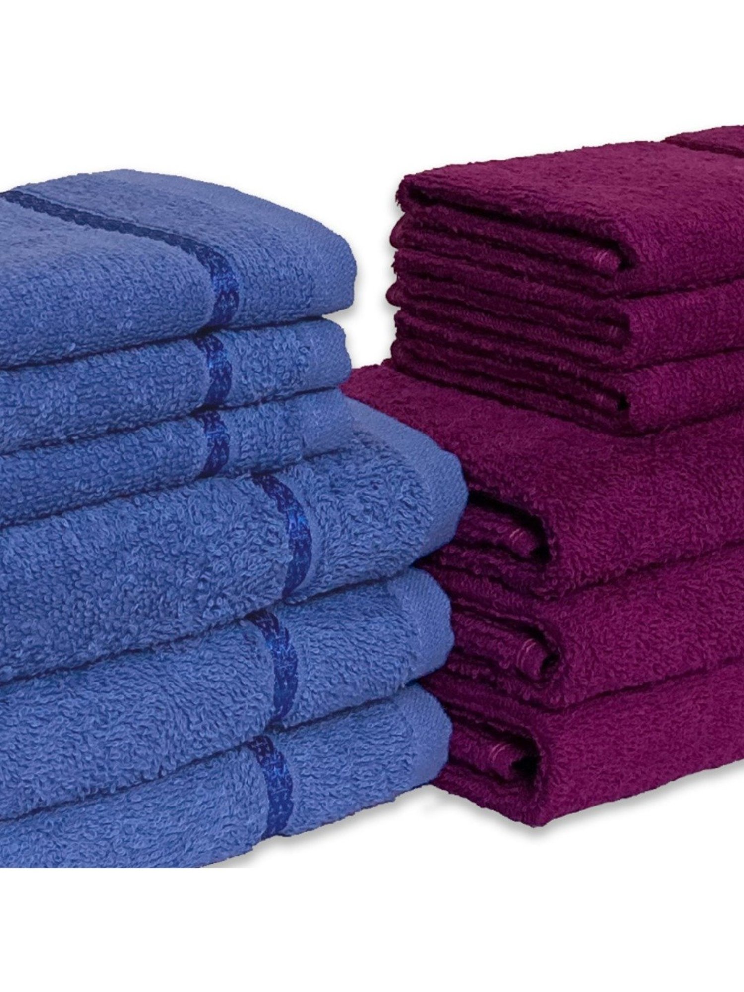 Spaces Seasons Best QD Self Blue & Magenta 380 GSM Cotton Towel Combo2