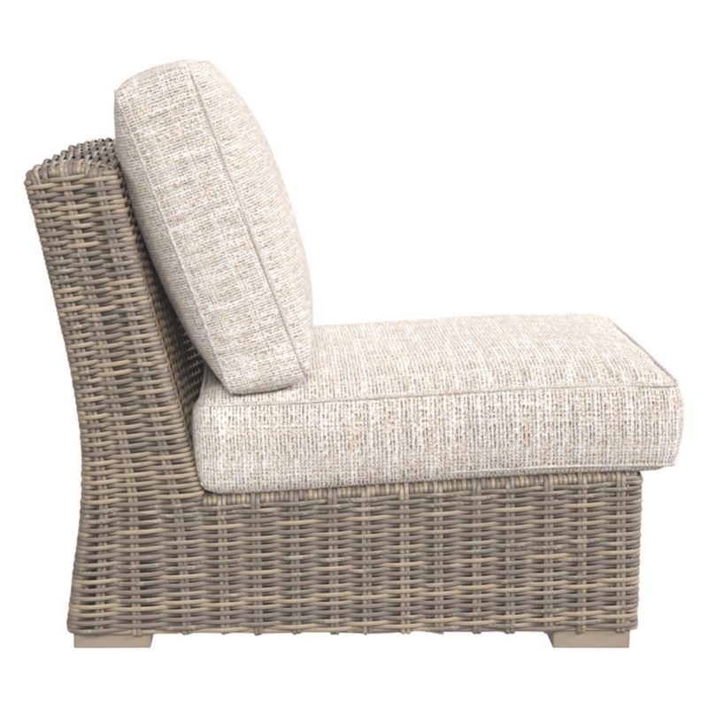 Beachcroft Armless Chair with Cushion - Beige  - Outdoor by Ashley