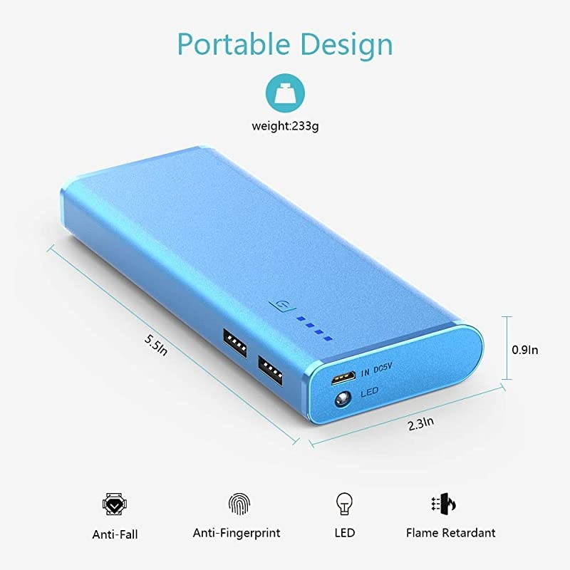 Portable Charger 10000mAh,  USB Power Bank External Battery Pack with Flashlight Compatible with iPhone XR 8 Plus X iPad Samsung Galaxy S8 Note 8 Smartphones Tablet (Black) [Upgraded 2021]