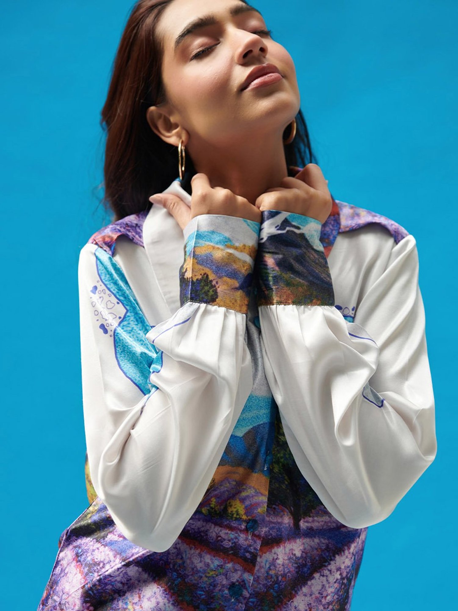 Cin Cin Long Collar Printed Shirt