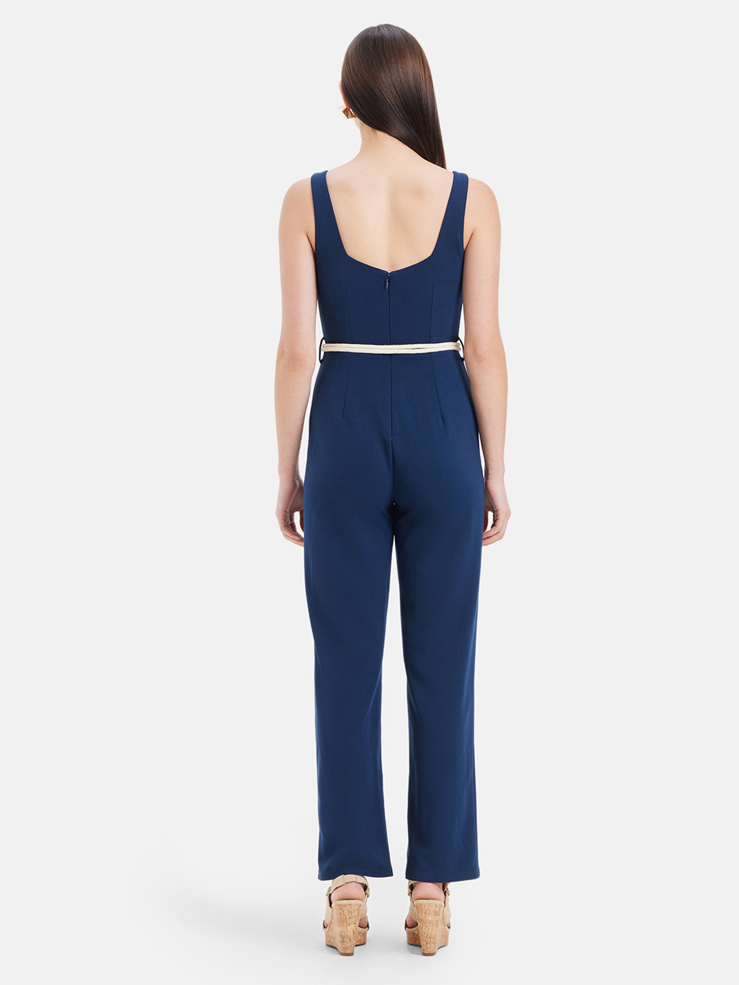 Kazo Navy Jumpsuit With Belt