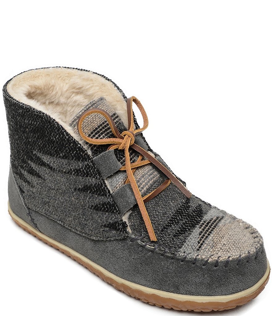 Minnetonka Torrey Tribal Knit Lace-Up Ankle Booties