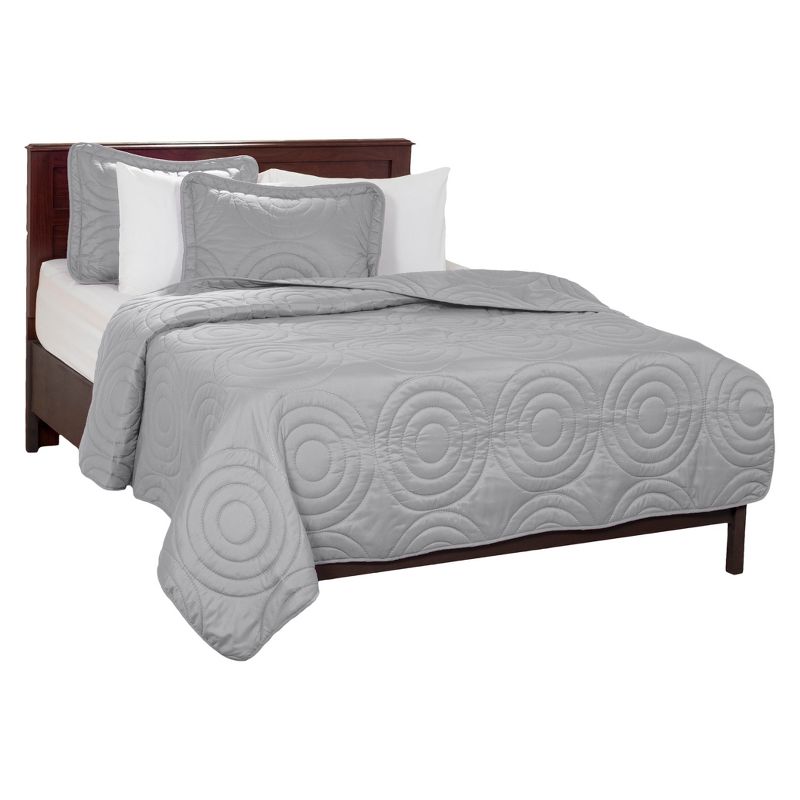 3pc King Solid Embossed Quilt Set Silver - Yorkshire Home