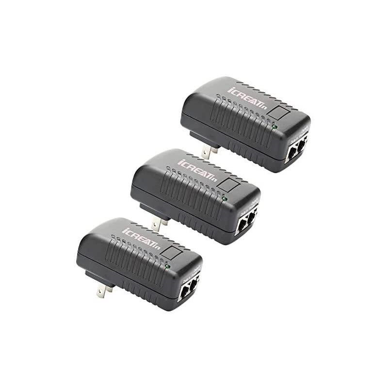 3Pack Wall PoE Injector Power Suppy Over Network Adaptor 8023af 48V 24W 05A for Security IP Cameras IP Phones 10100Mbps