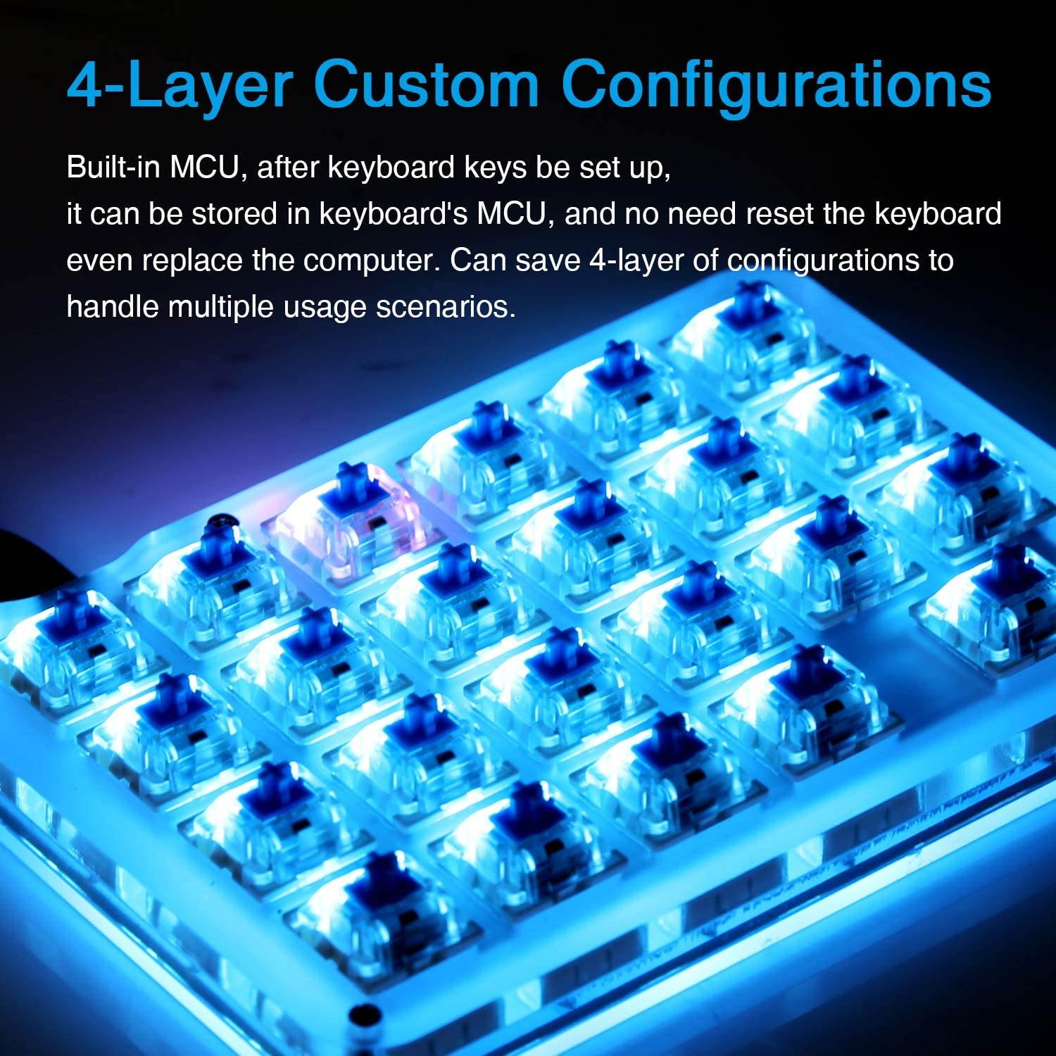 Koolertron One Handed Macro Mechanical Keyboard, Portable Mini One-Handed Mechanical Gaming Keypad 23 Fully Programmable Keys (RGB Backlit/Blue switches)