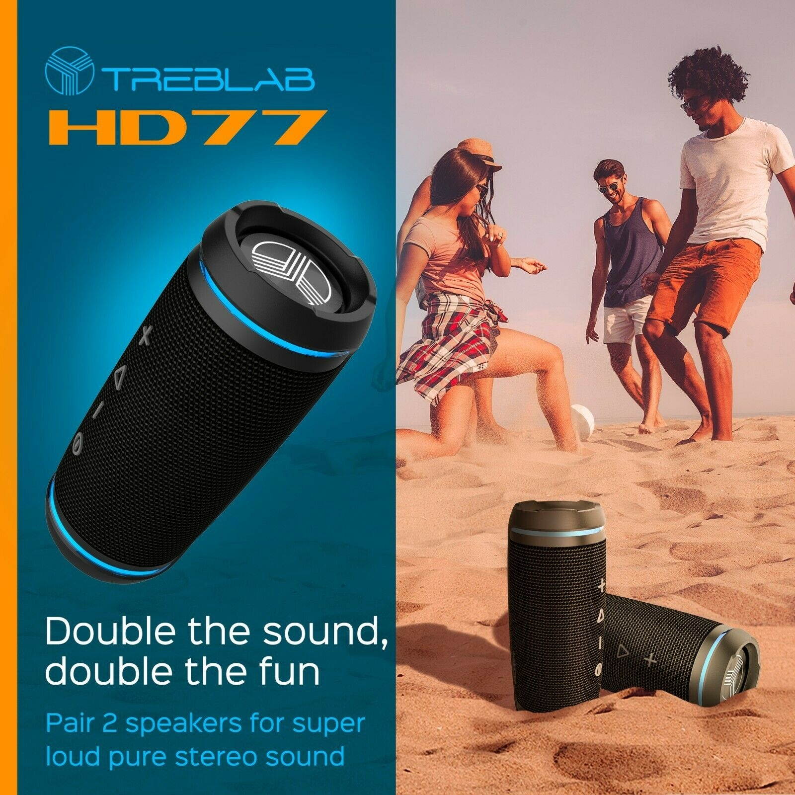 HD77 Bluetooth Speaker System Stereo Portable Wireless 25W LOT of 2