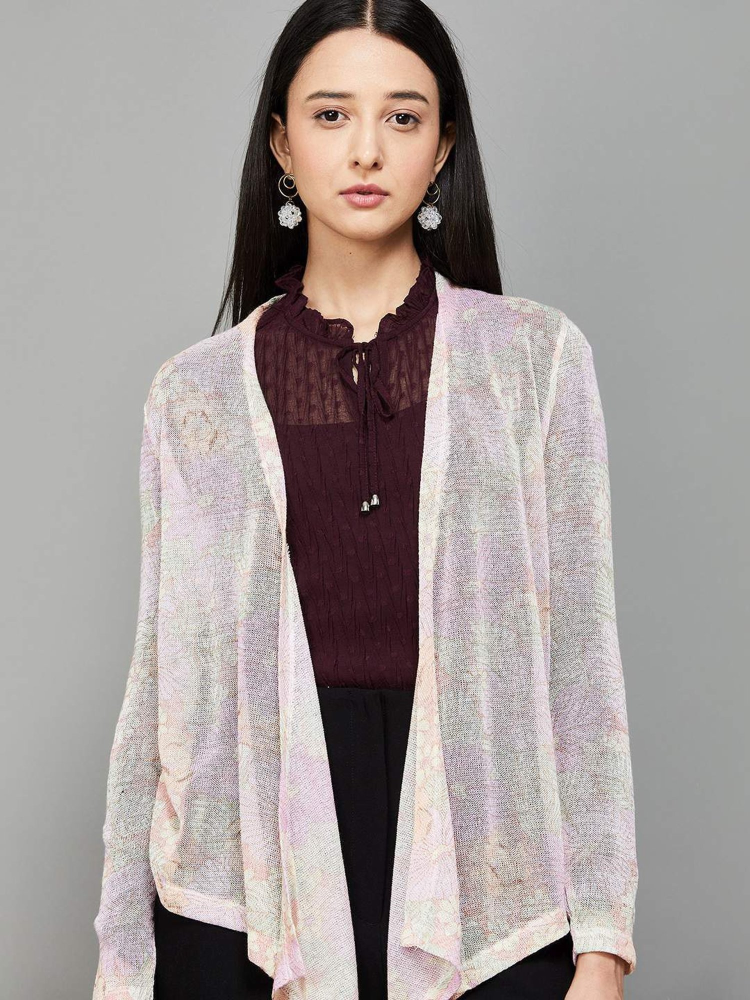 Code by Lifestyle Pink Cotton Printed Shrug