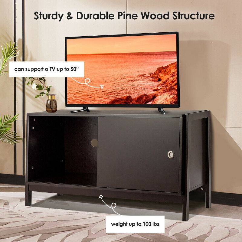Costway TV Stand Modern Entertainment Cabinet for TV's up To 50'' with Sliding Doors