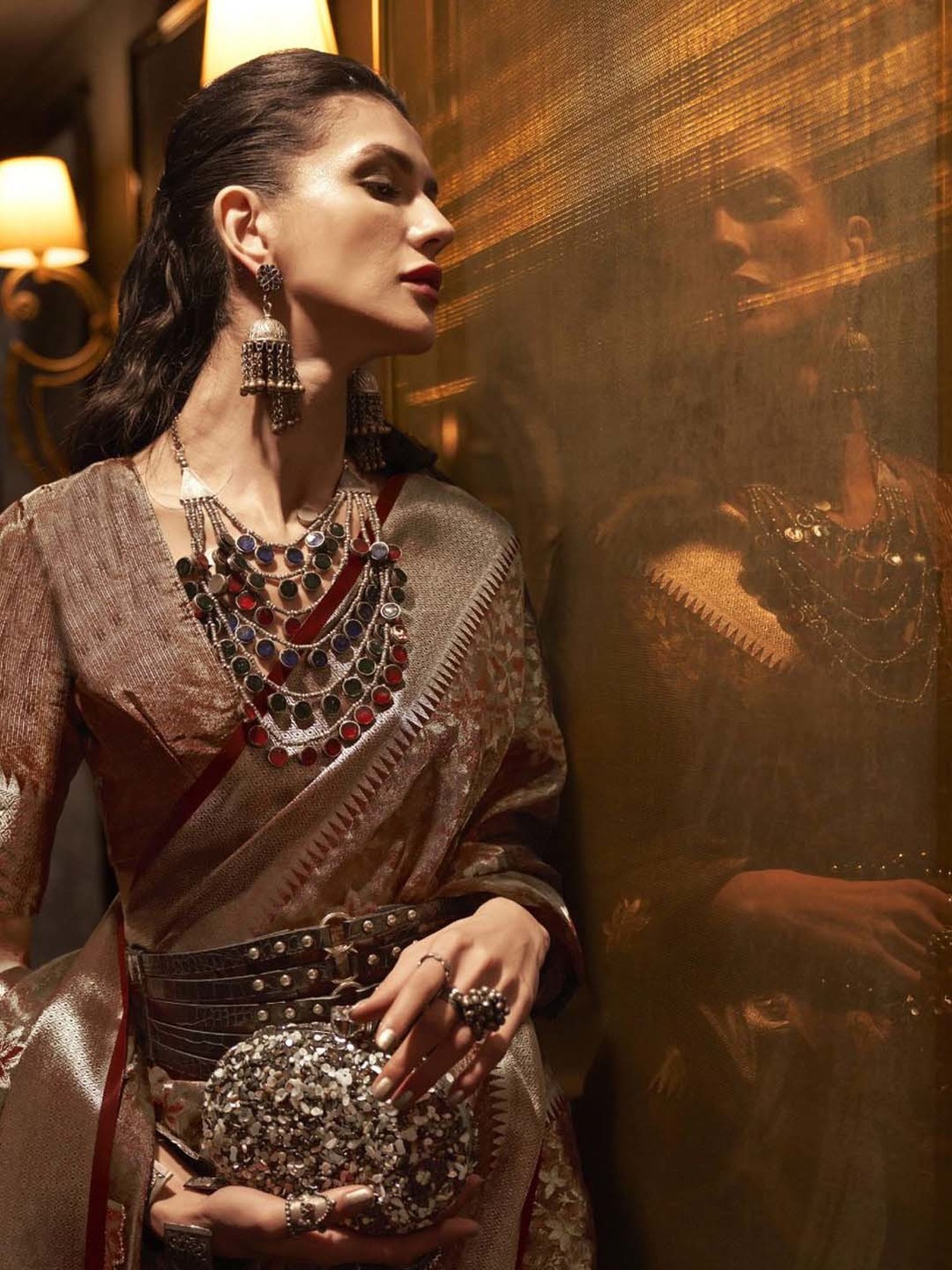 Elora Purple Woven Saree With Unstitched Blouse